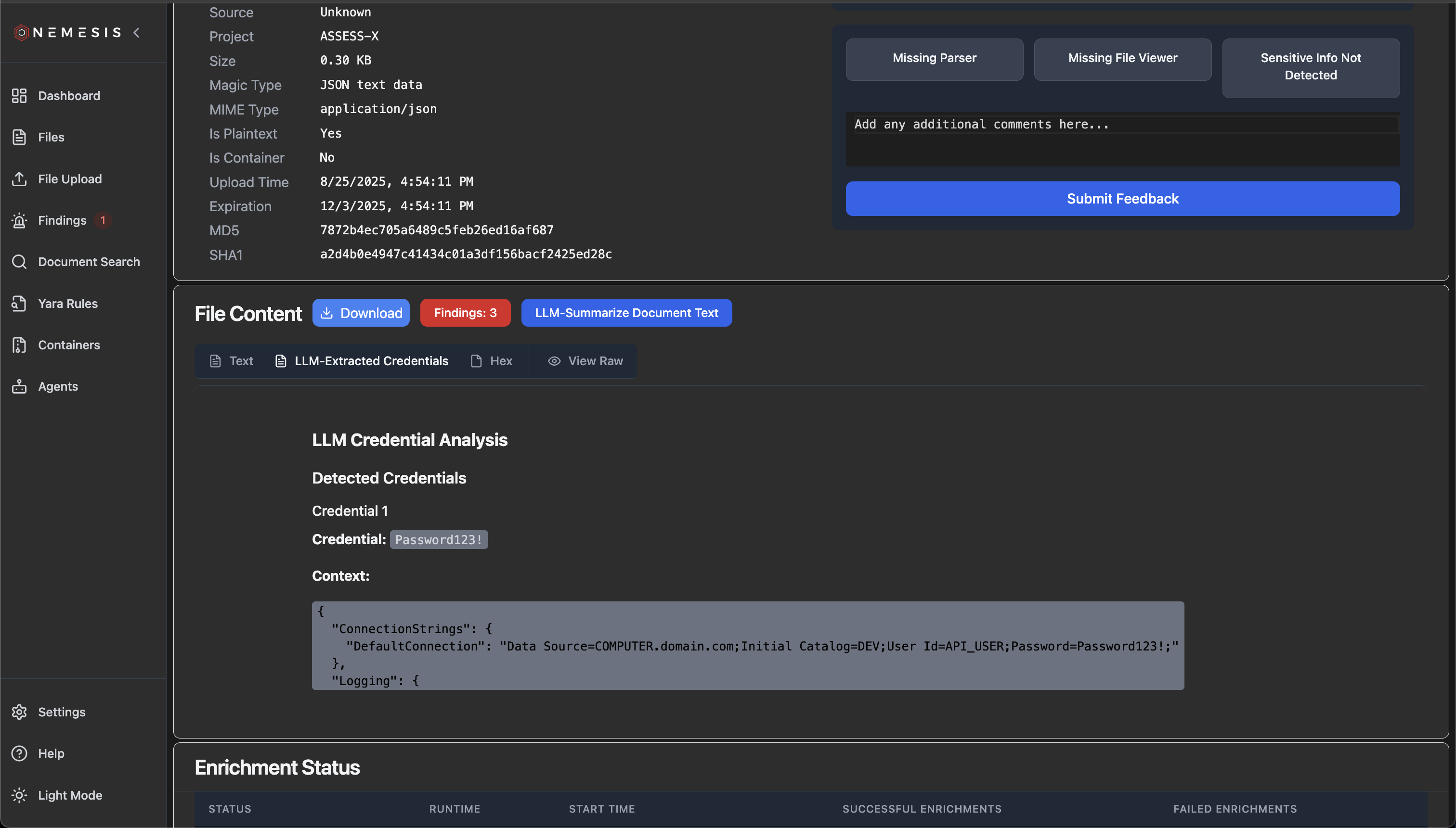 Agent Credential Extraction Results