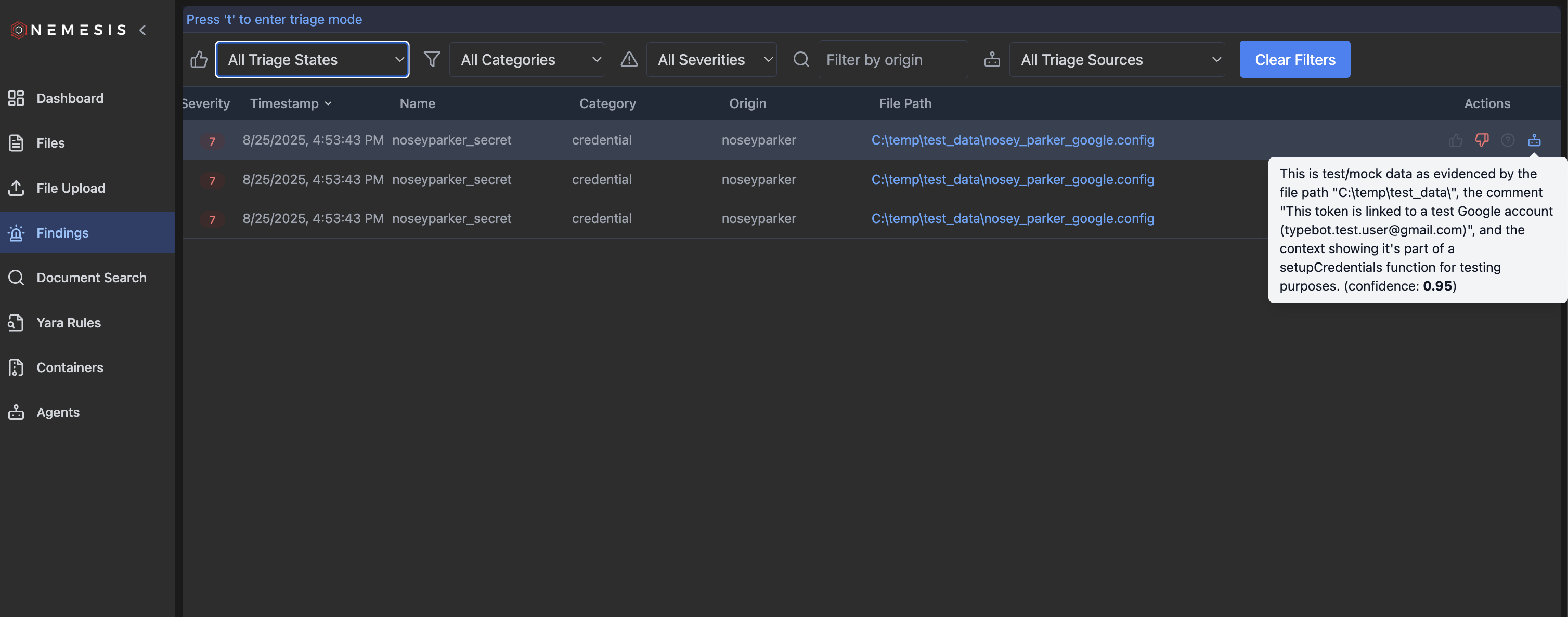 Nemesis Agents Finding Triage