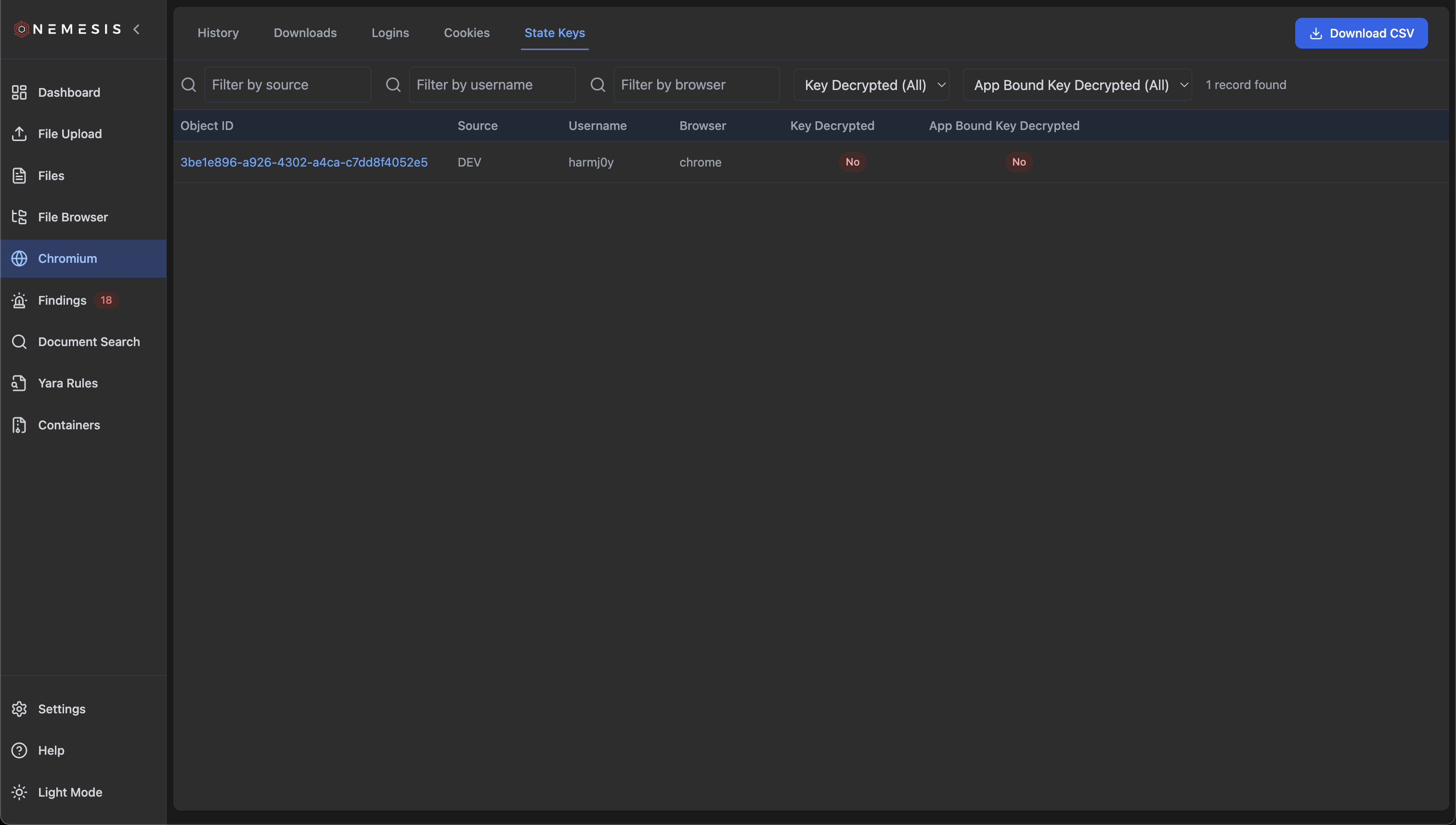 Chromium State Keys Tab