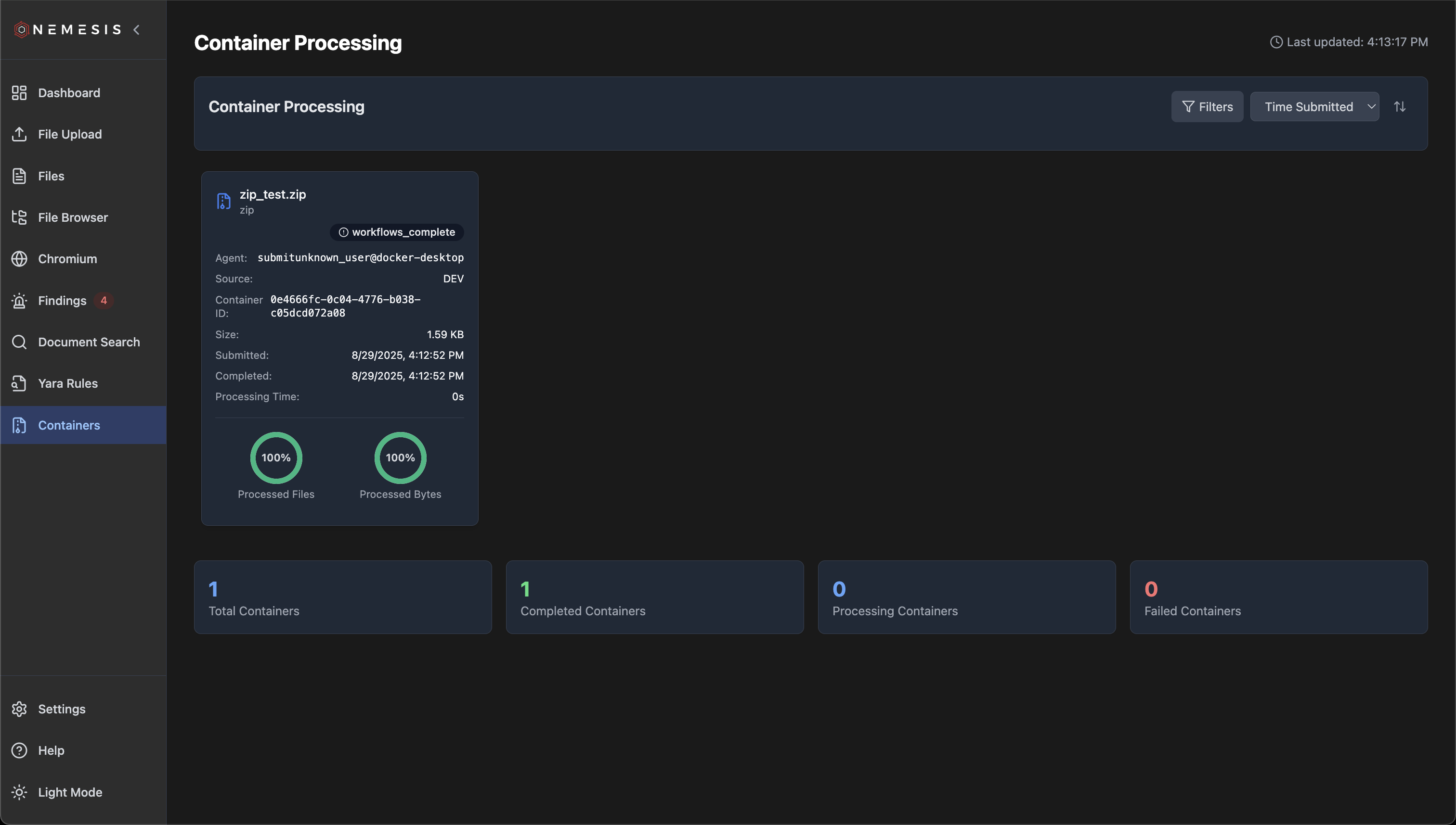 Containers Dashboard