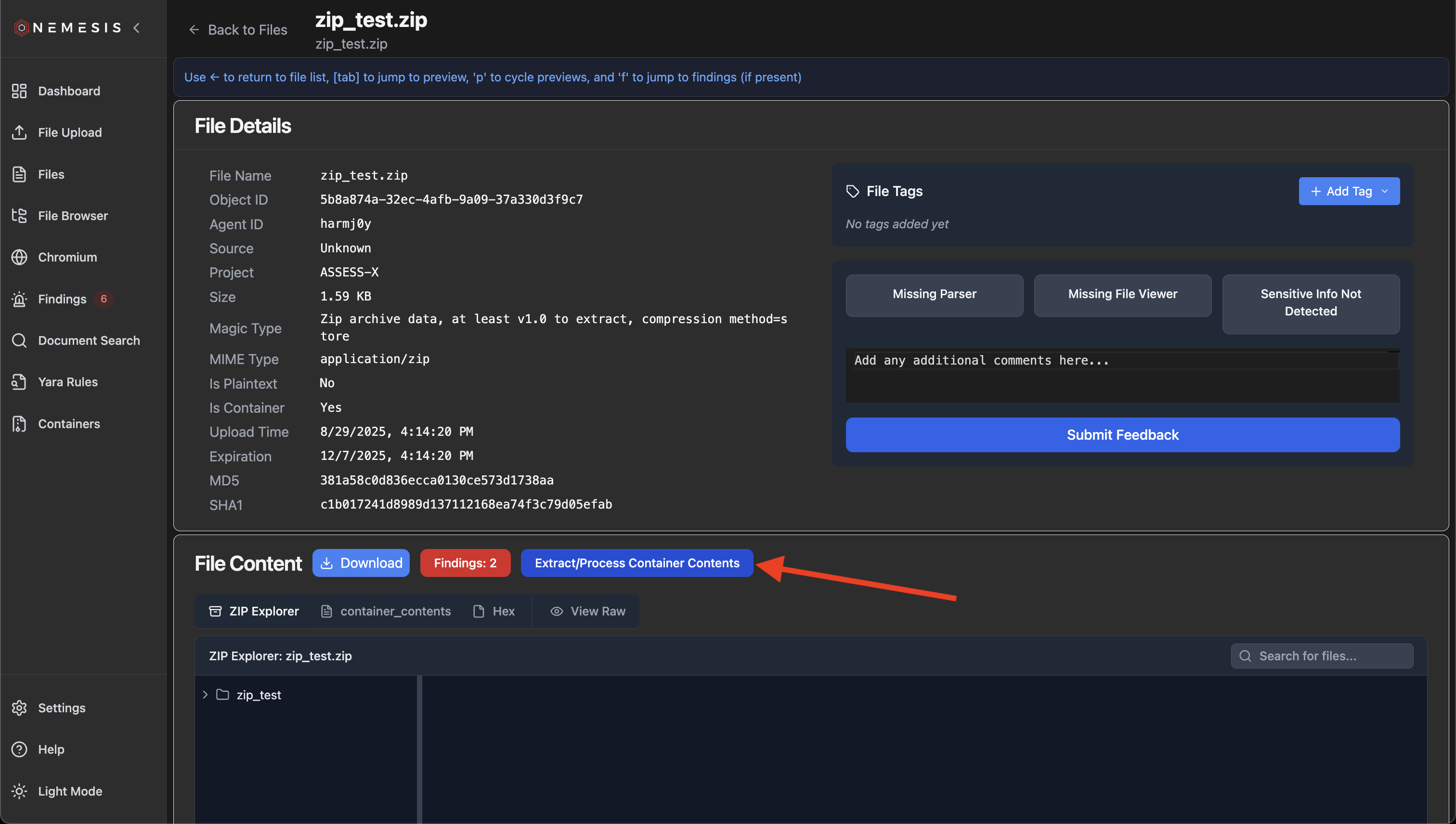 Extract/Process Container Contents