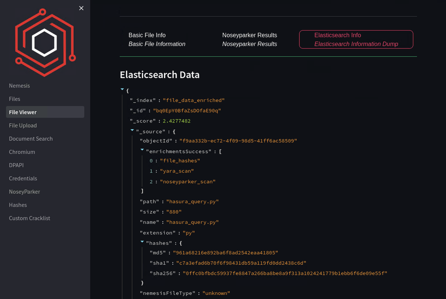 Nemesis Dashboard File Notes